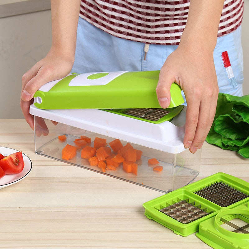 12-Piece Nicer Dicer Plus Multi-Function Kitchen Tool for Vegetables, Fruits, and Food Slicing