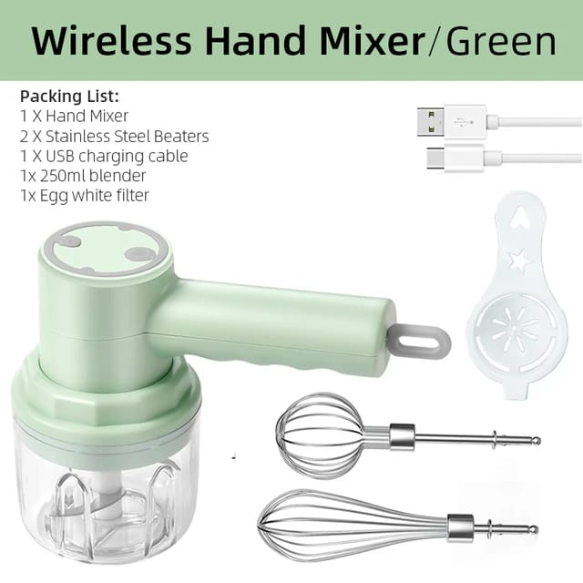 3 IN 1 WIRELESS ELECTRIC HANDHELD MIXER